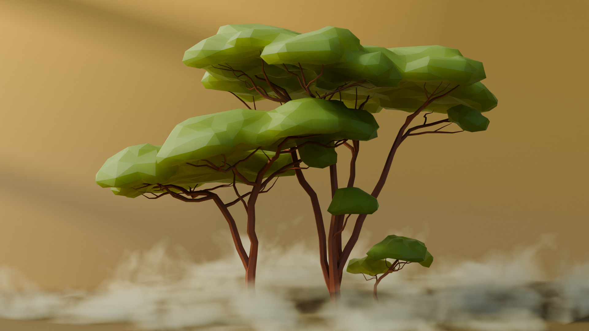 Low Poly Savanna Trees Low-poly 3D model_4