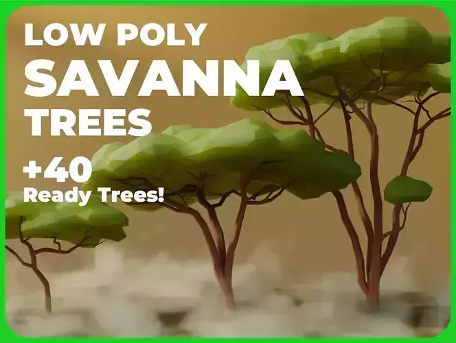 Low Poly Savanna Trees Low-poly 3D model