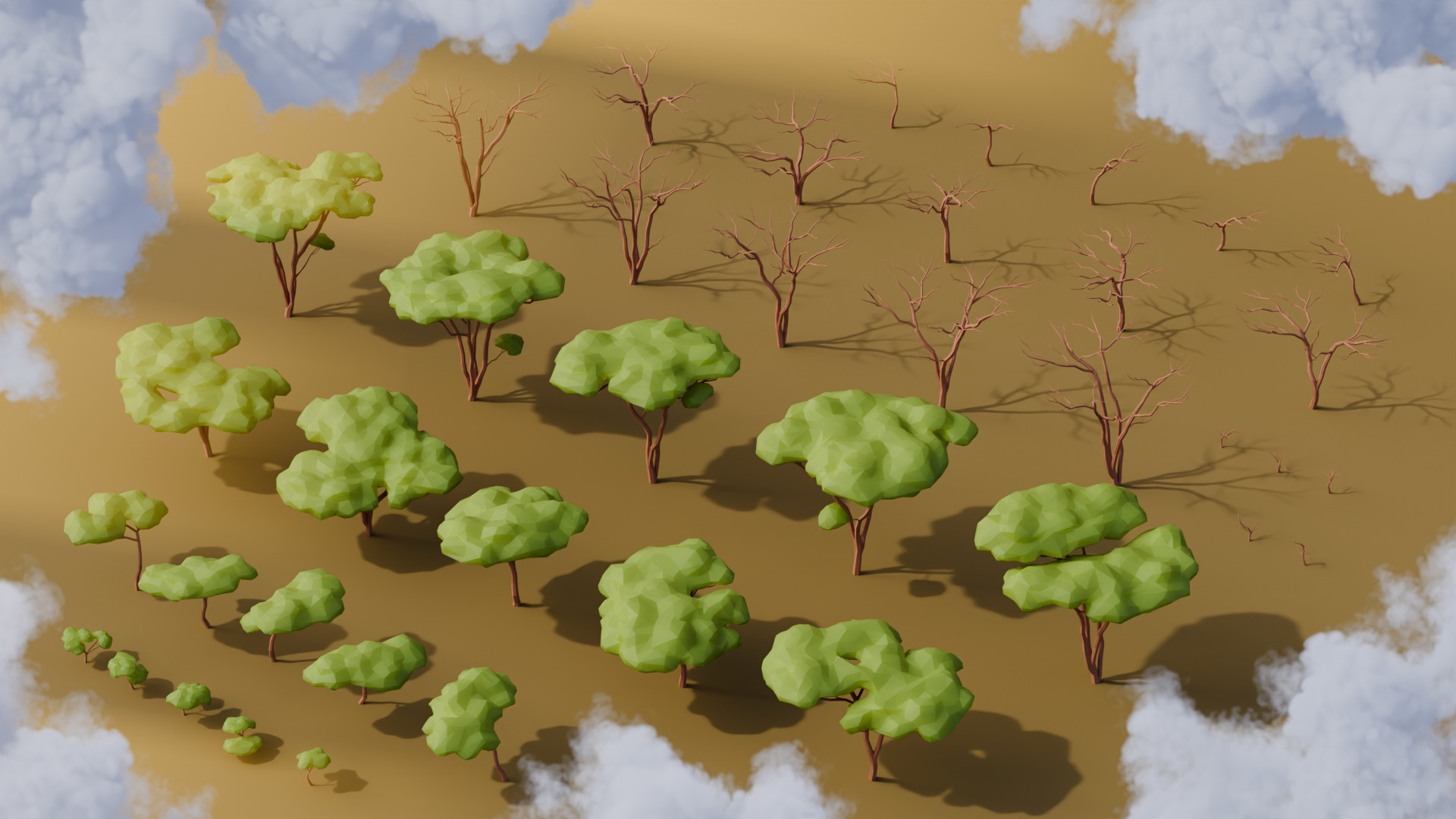 Low Poly Savanna Trees Low-poly 3D model_2