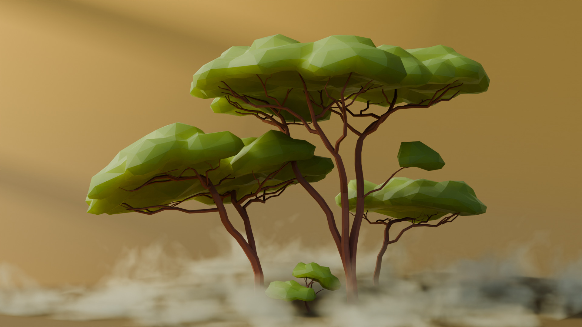Low Poly Savanna Trees Low-poly 3D model_6