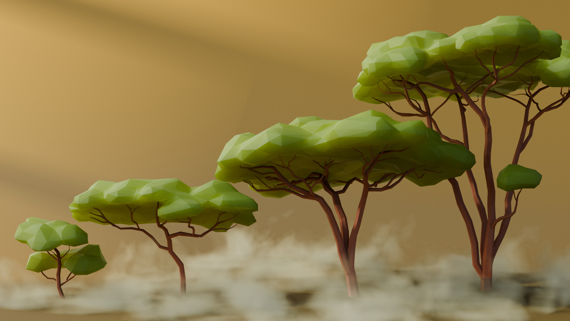 Low Poly Savanna Trees Low-poly 3D model_3