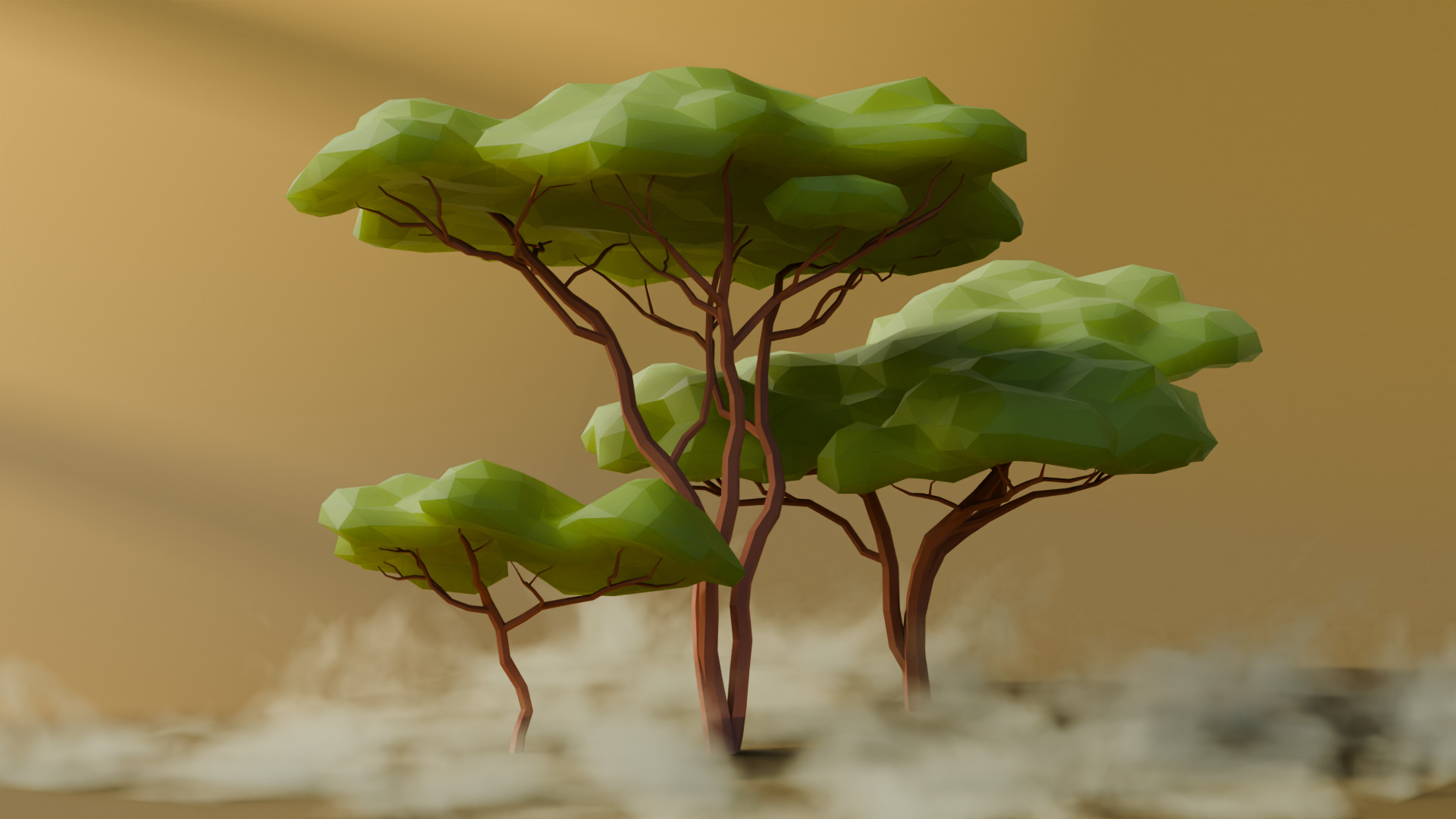 Low Poly Savanna Trees Low-poly 3D model_5