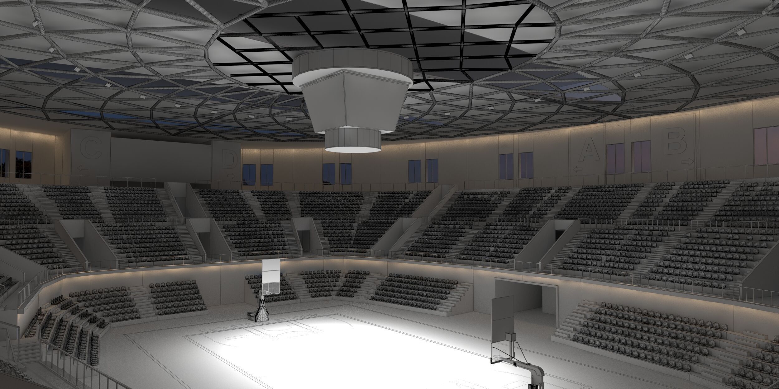 Basketball arena 3D model_7
