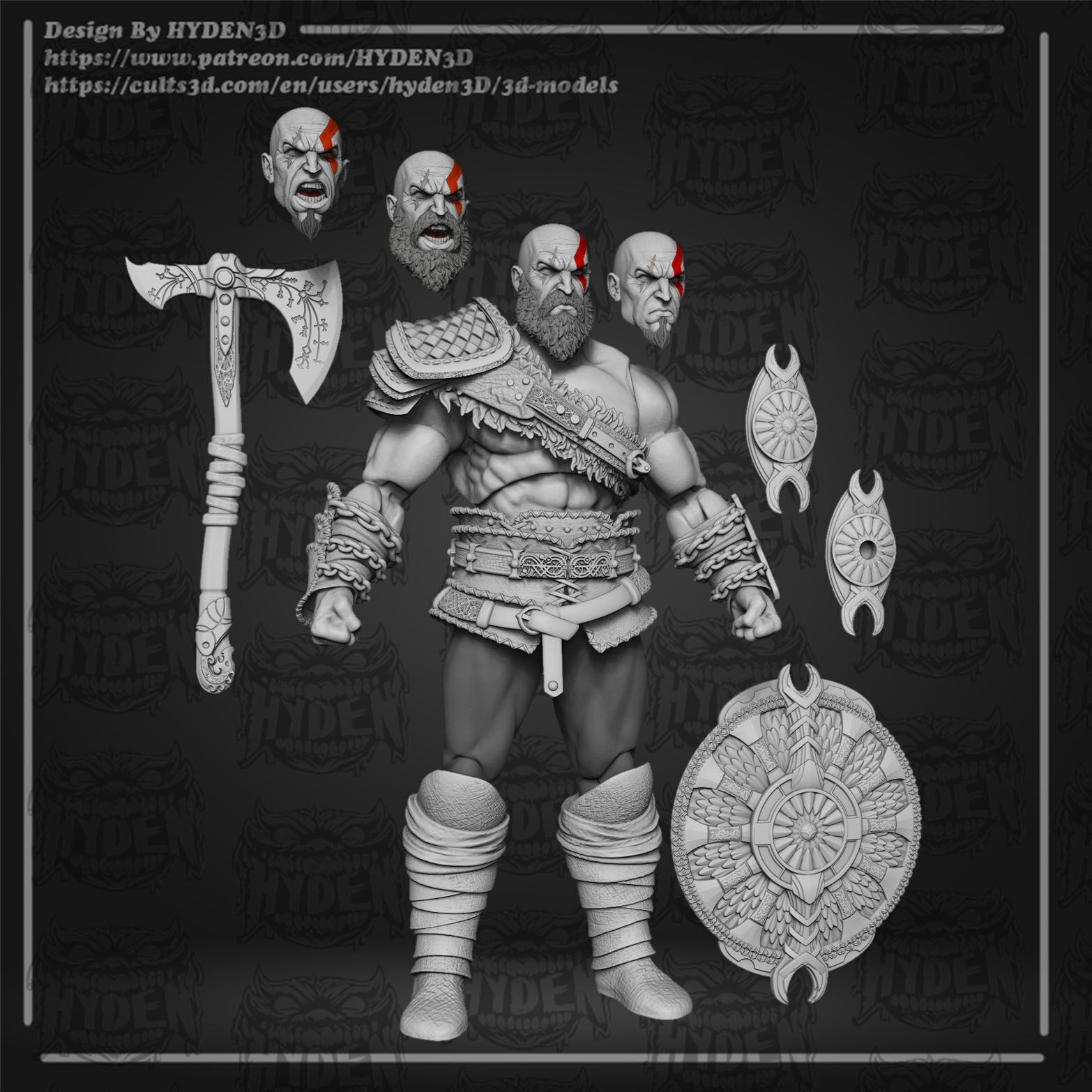kratos god of war 3D print model_2