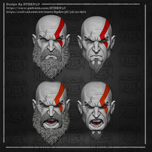 kratos head 3D print model