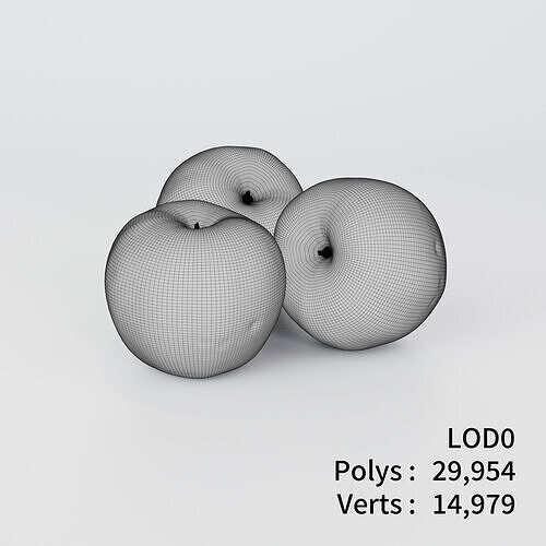 Apple 3D model Bundle Pack Low-poly 3D model 4