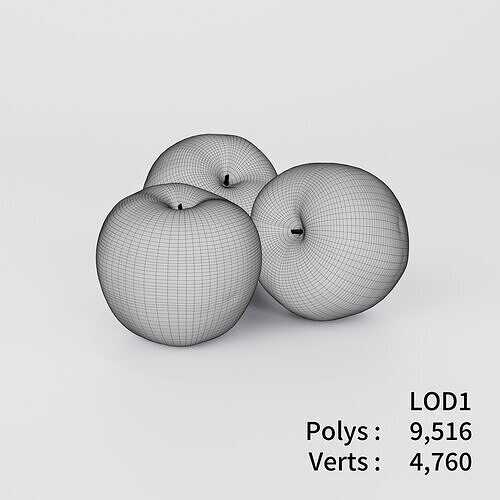 Apple 3D model Bundle Pack Low-poly 3D model 5