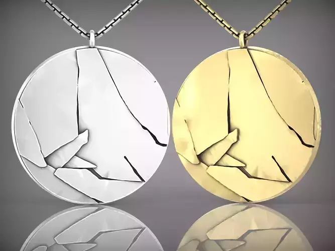 stylized broken glass pendant V09 3D print model