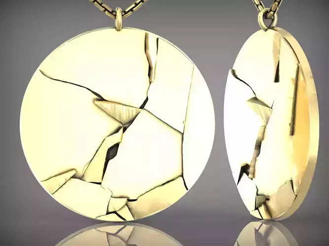 stylized broken glass pendant V08 3D print model