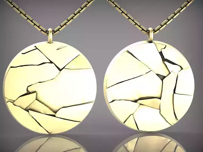 stylized broken glass pendant V06 3D print model