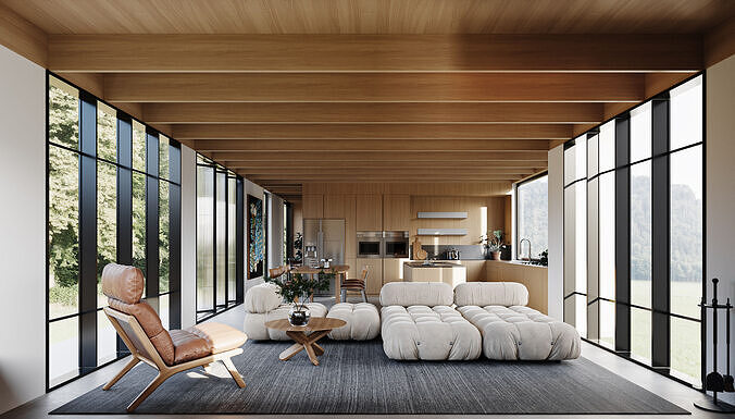 modern living room interior scenes 3 3D model