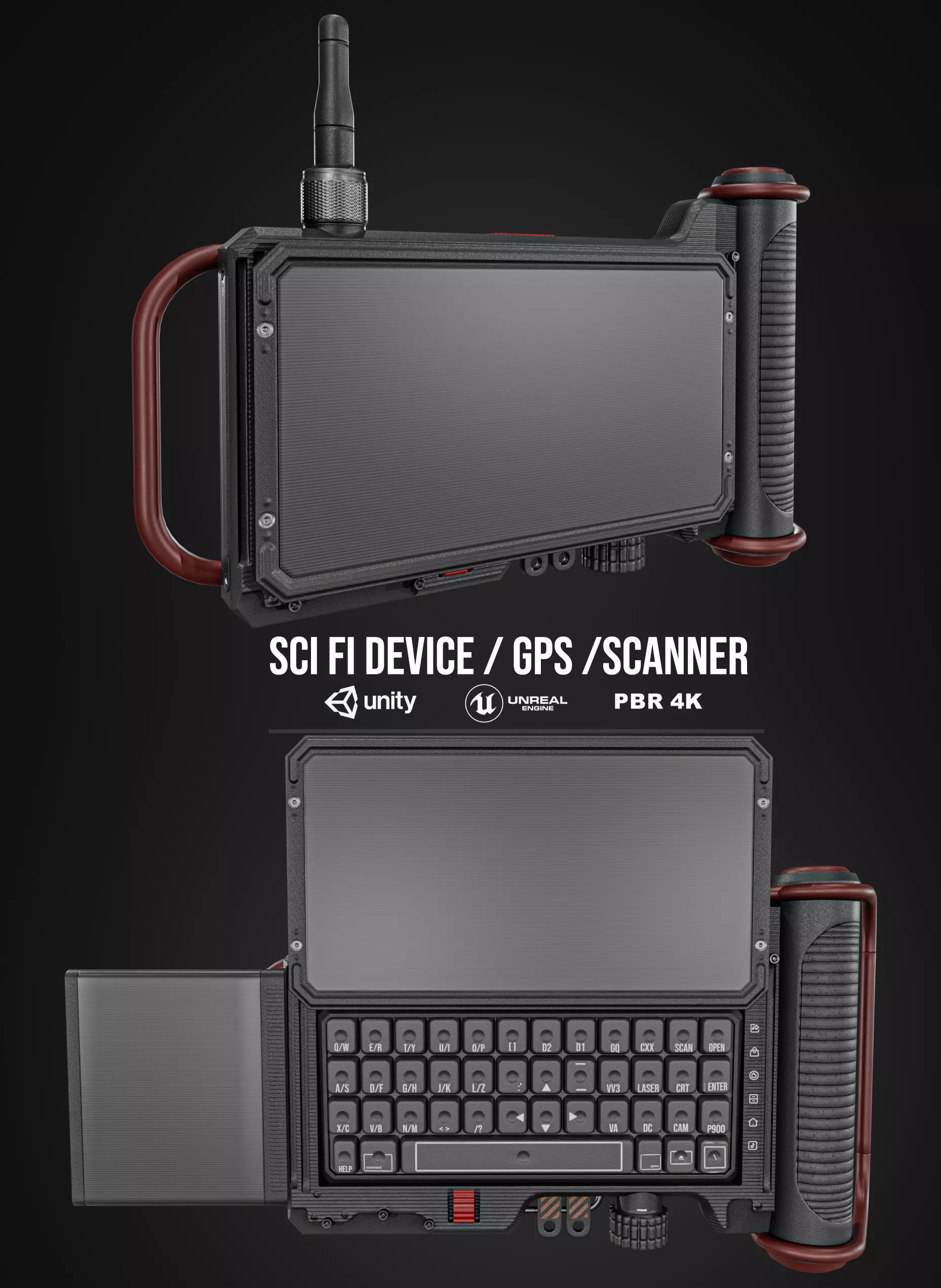 Sci fi Device Gps Scanner Low-poly 3D model_0
