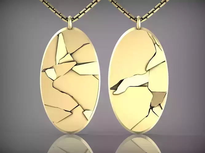 stylized broken glass pendant V05 3D print model