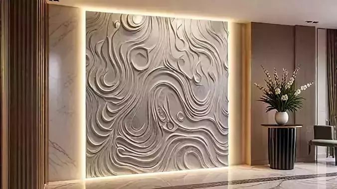 3D Wall Panel mural decor set relief stl 09