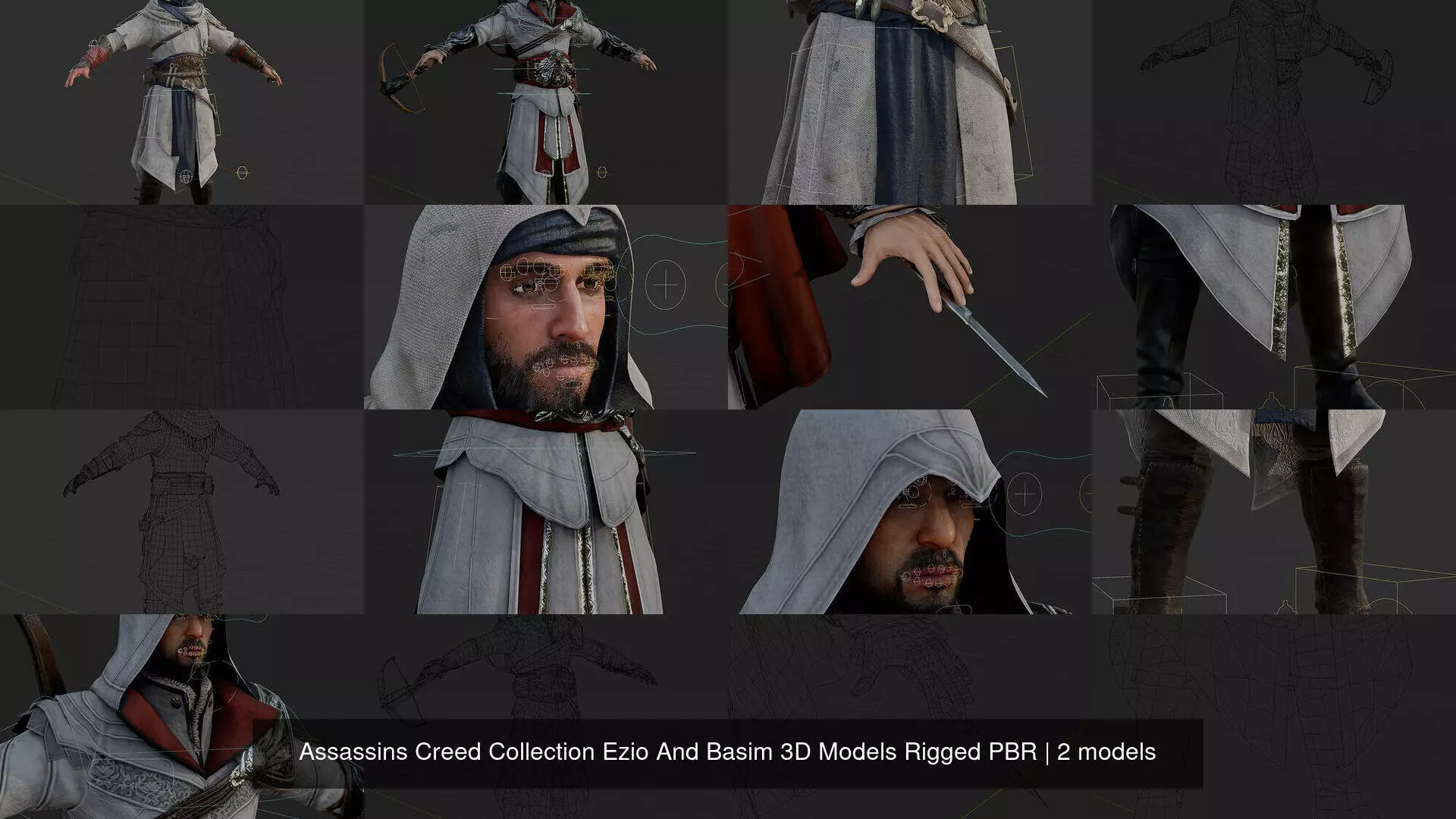 Assassins Creed Collection Ezio And Basim 3D Models Rigged PBR _0