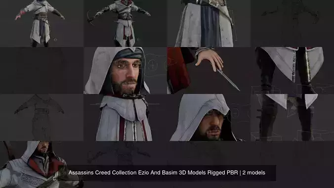 Assassins Creed Collection Ezio And Basim 3D Models Rigged PBR 