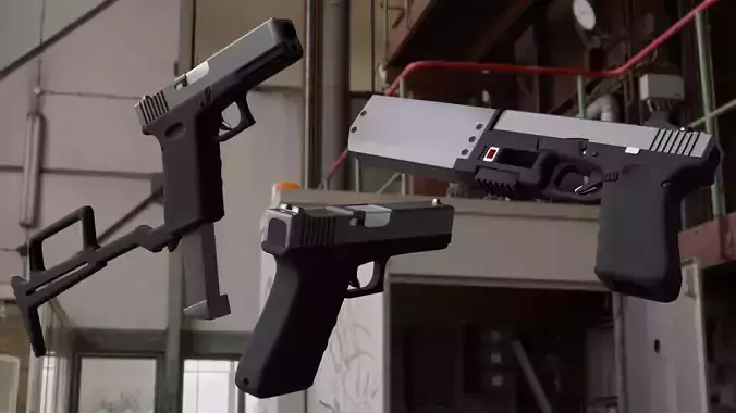 Hight-poly Glock17 with accessories