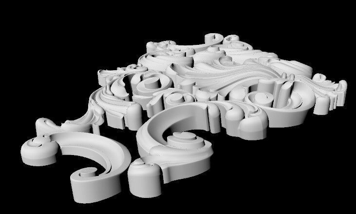 Central decor ornament for furniture 3D model_4