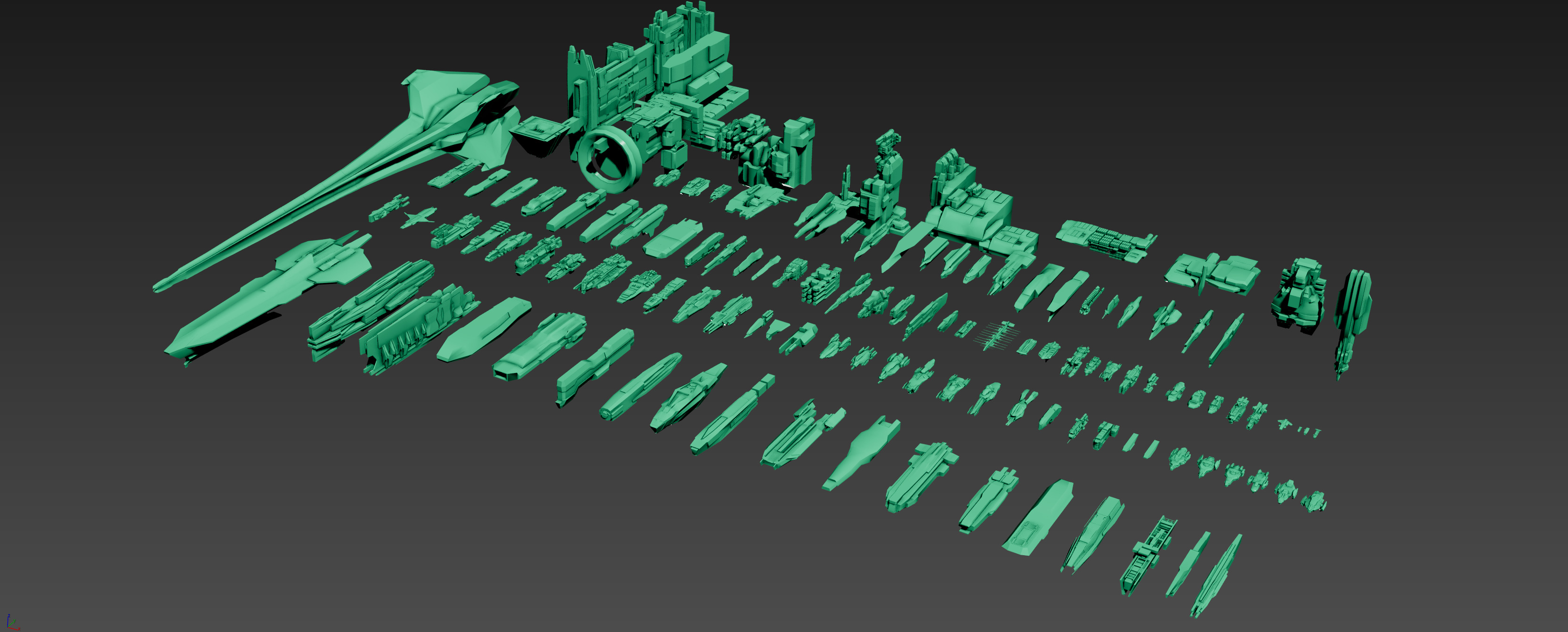 SPACESHIPS LOW-POLY SET 04 - 125 items 3D model_1