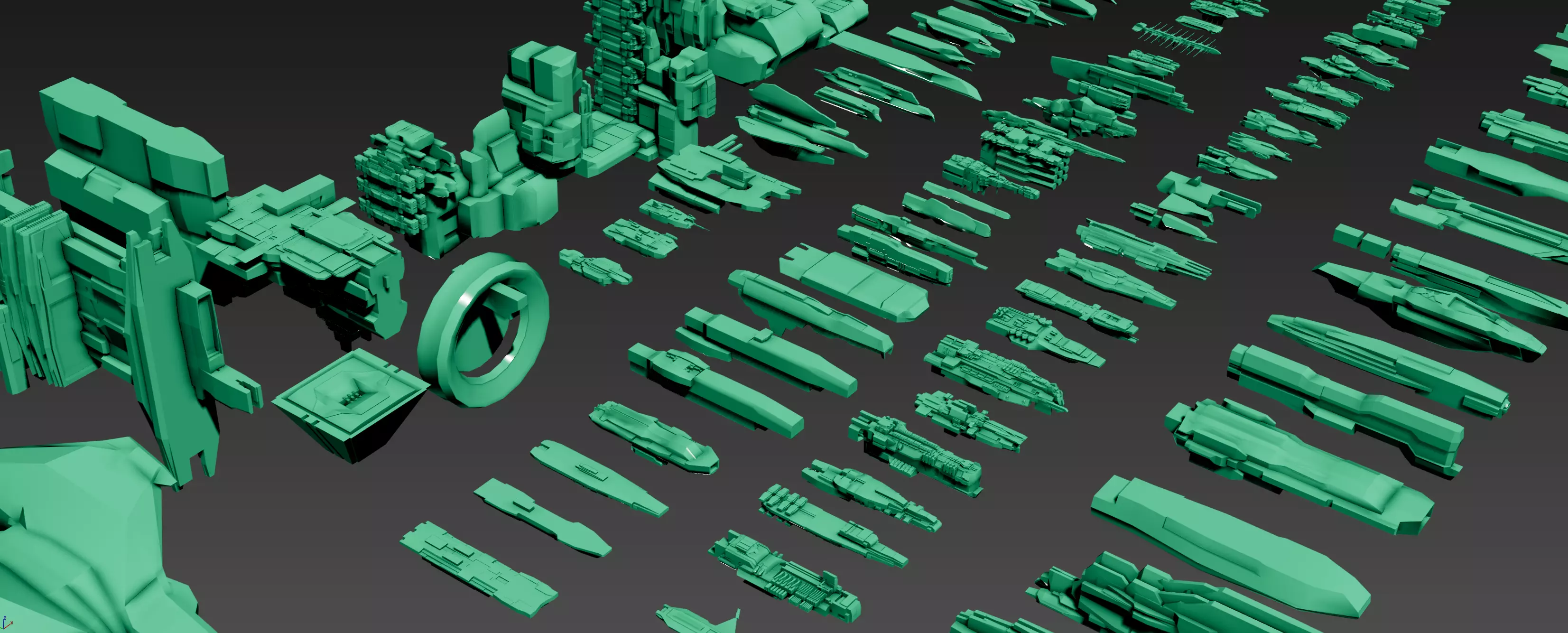 SPACESHIPS LOW-POLY SET 04 - 125 items 3D model_0