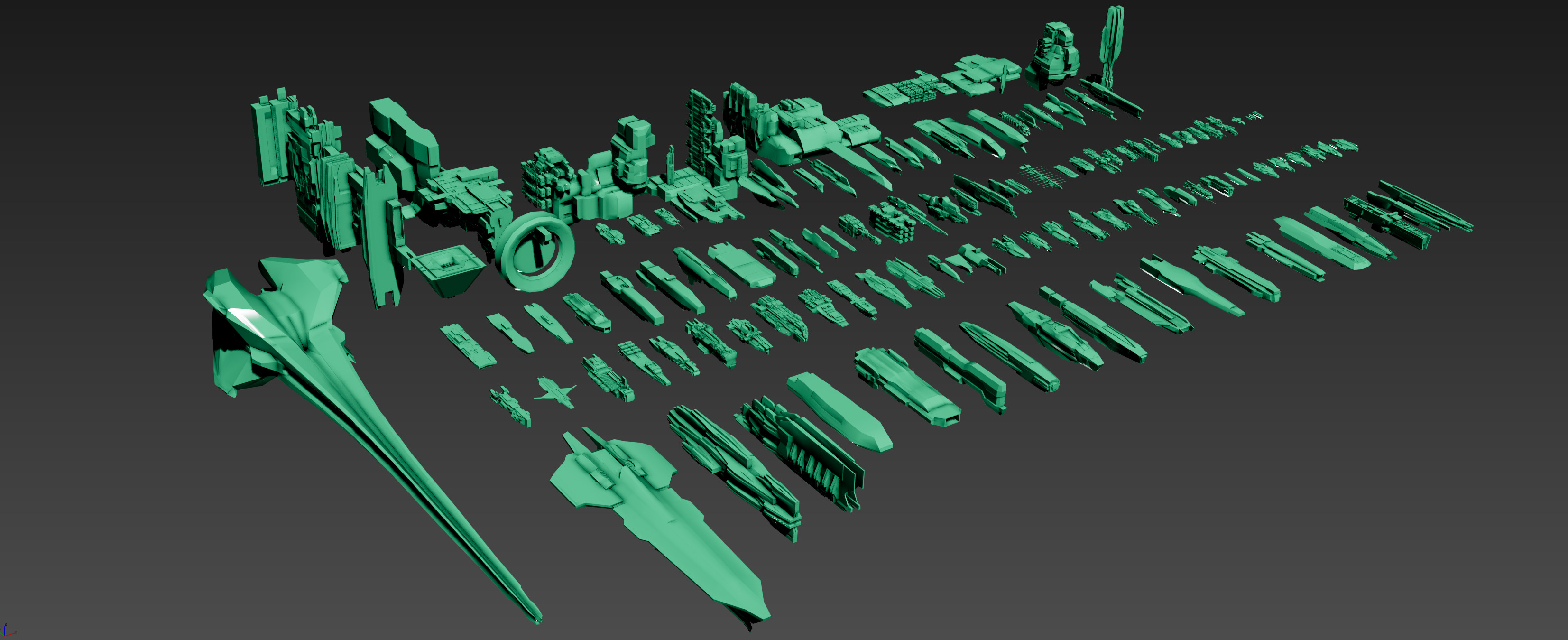 SPACESHIPS LOW-POLY SET 04 - 125 items 3D model_2