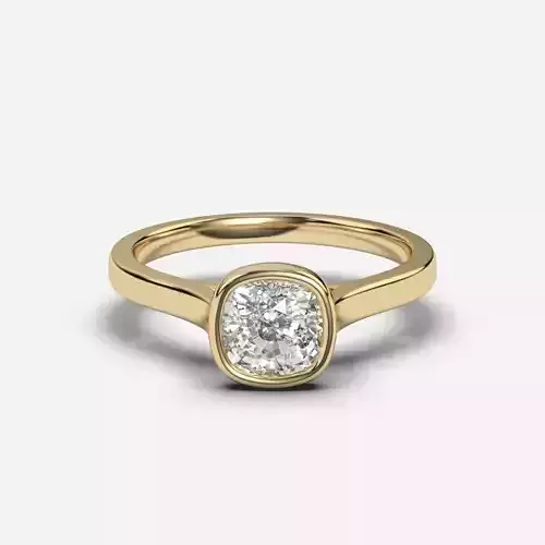 Cushion Diamond Bezel Setting Solitaire Diamond Ring
