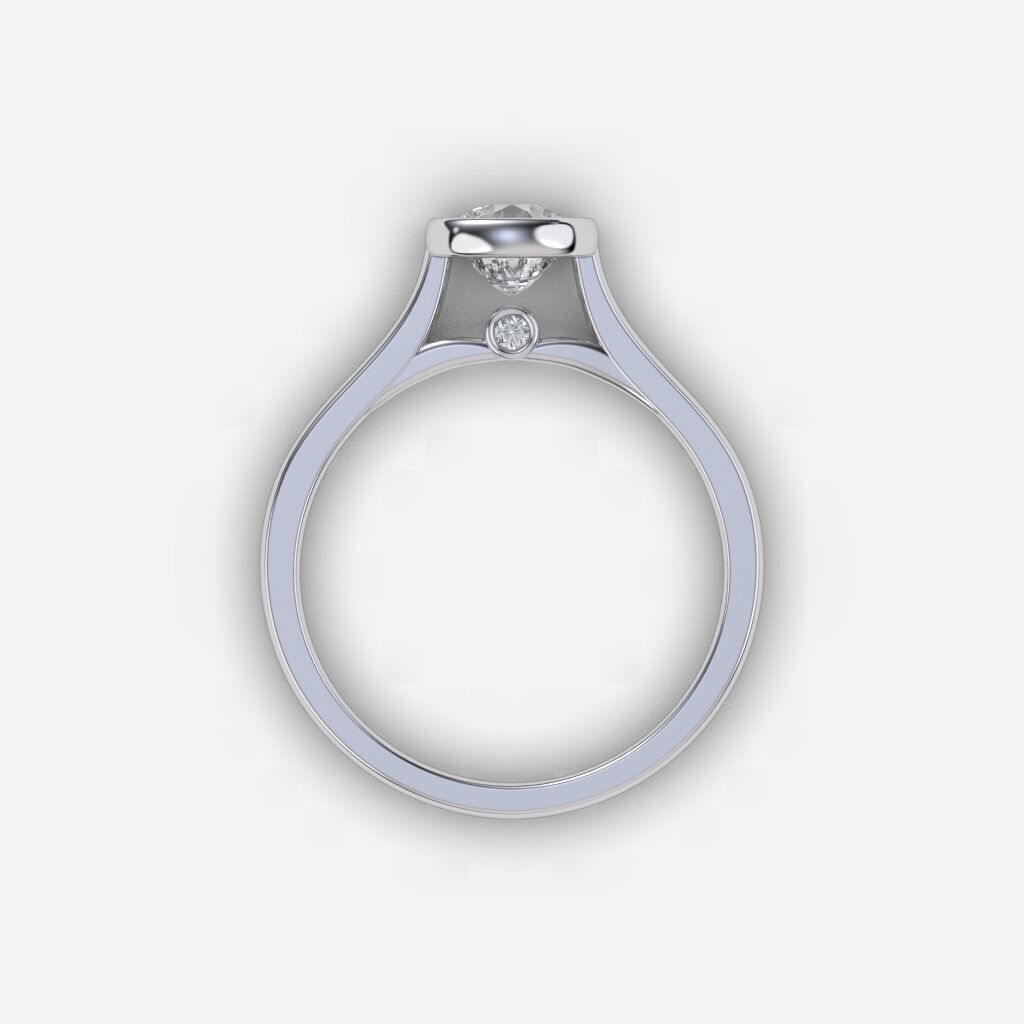 Cushion Diamond Bezel Setting Solitaire Diamond Ring 3D print model_12