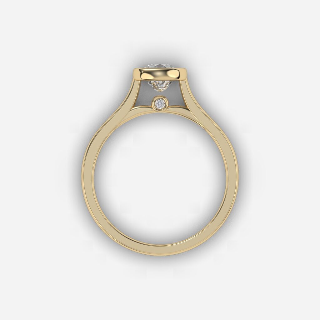 Cushion Diamond Bezel Setting Solitaire Diamond Ring 3D print model_3