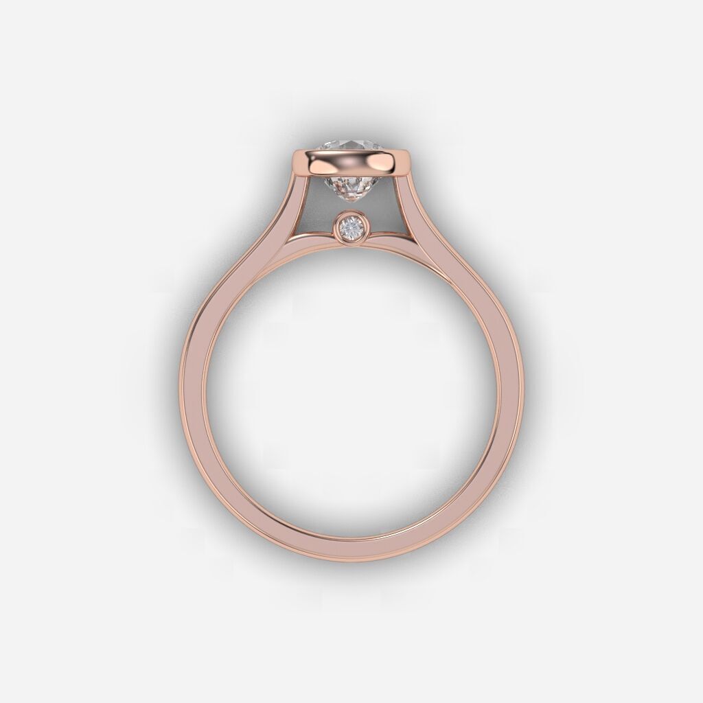 Cushion Diamond Bezel Setting Solitaire Diamond Ring 3D print model_7