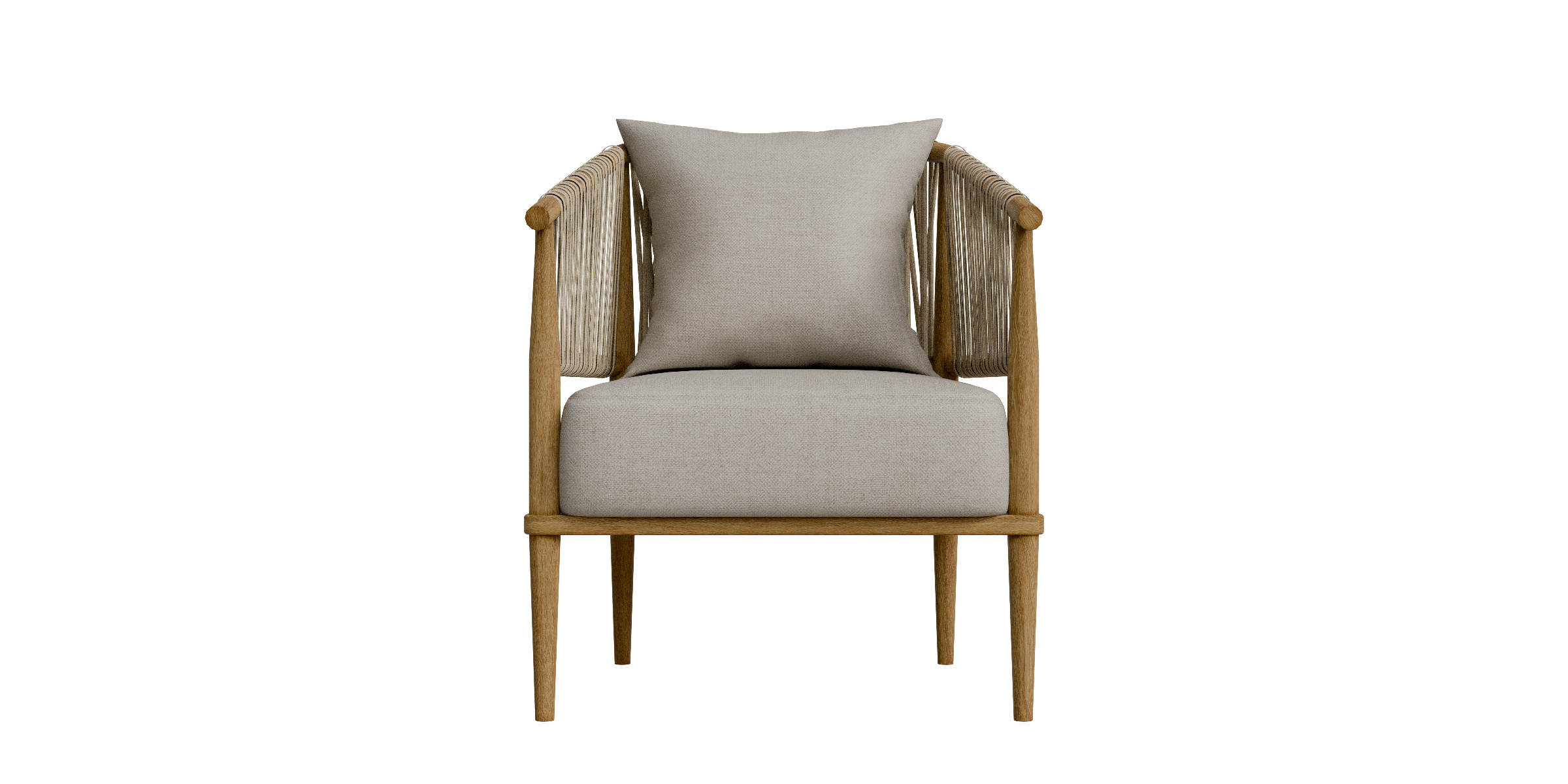 Accent Chair With Weave Rope Design And Seat Cushion Low-poly 3D model_10