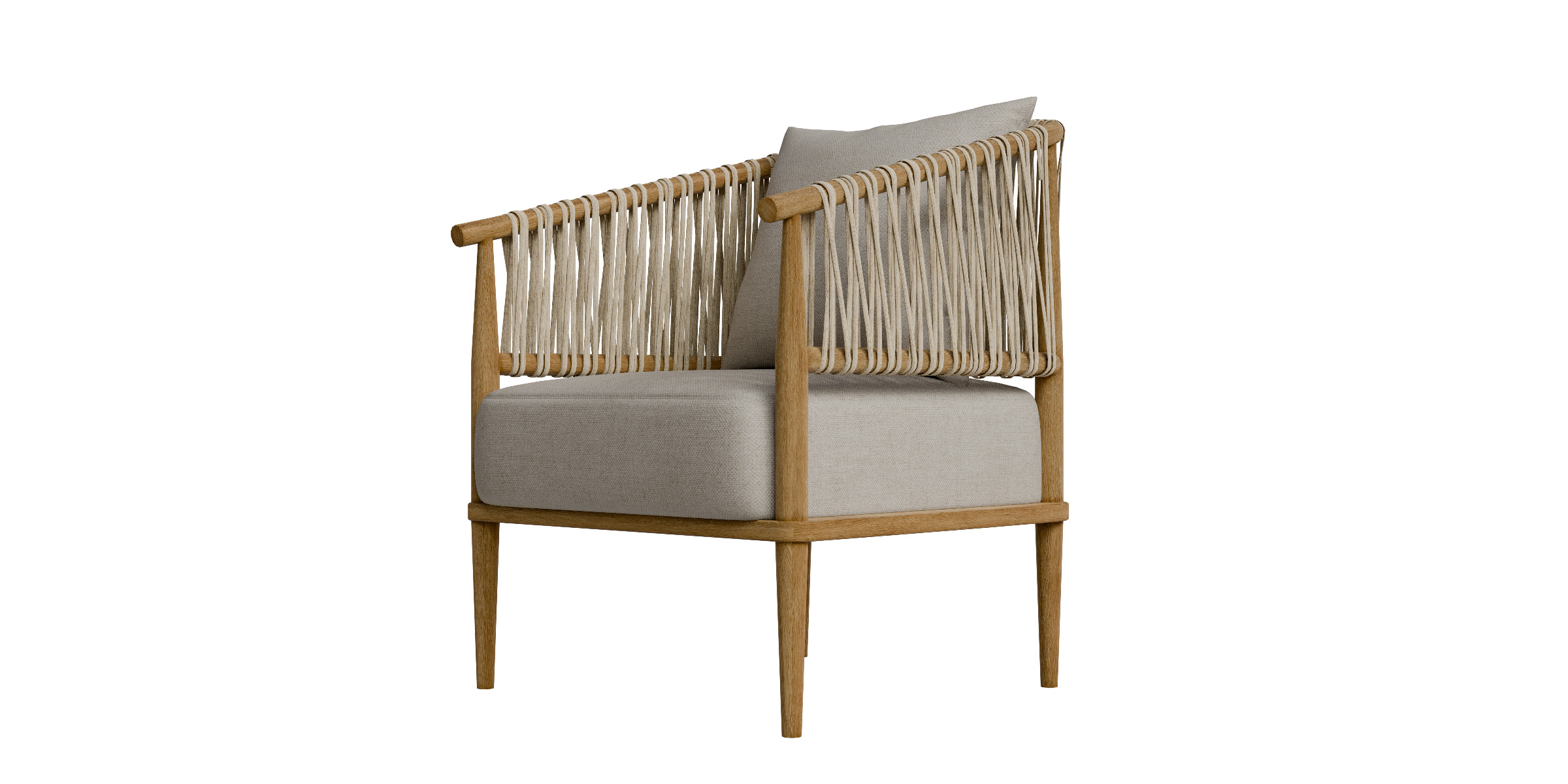 Accent Chair With Weave Rope Design And Seat Cushion Low-poly 3D model_17