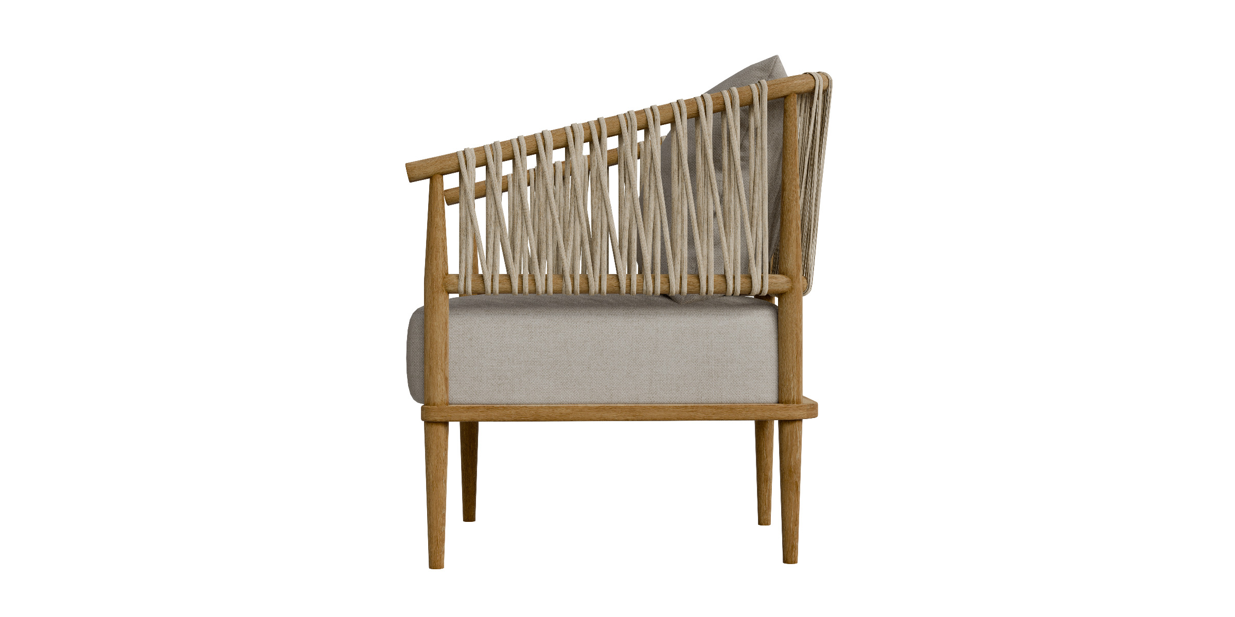 Accent Chair With Weave Rope Design And Seat Cushion Low-poly 3D model_16