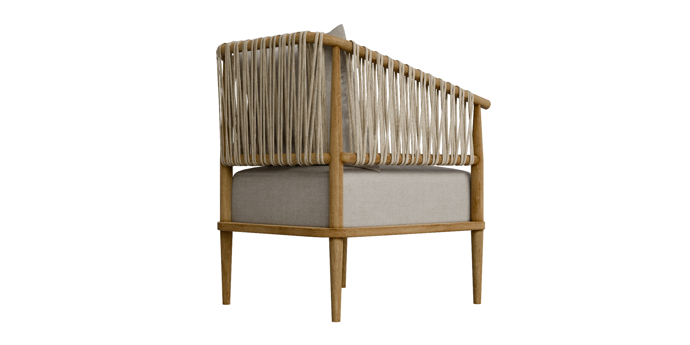 Accent Chair With Weave Rope Design And Seat Cushion Low-poly 3D model_13