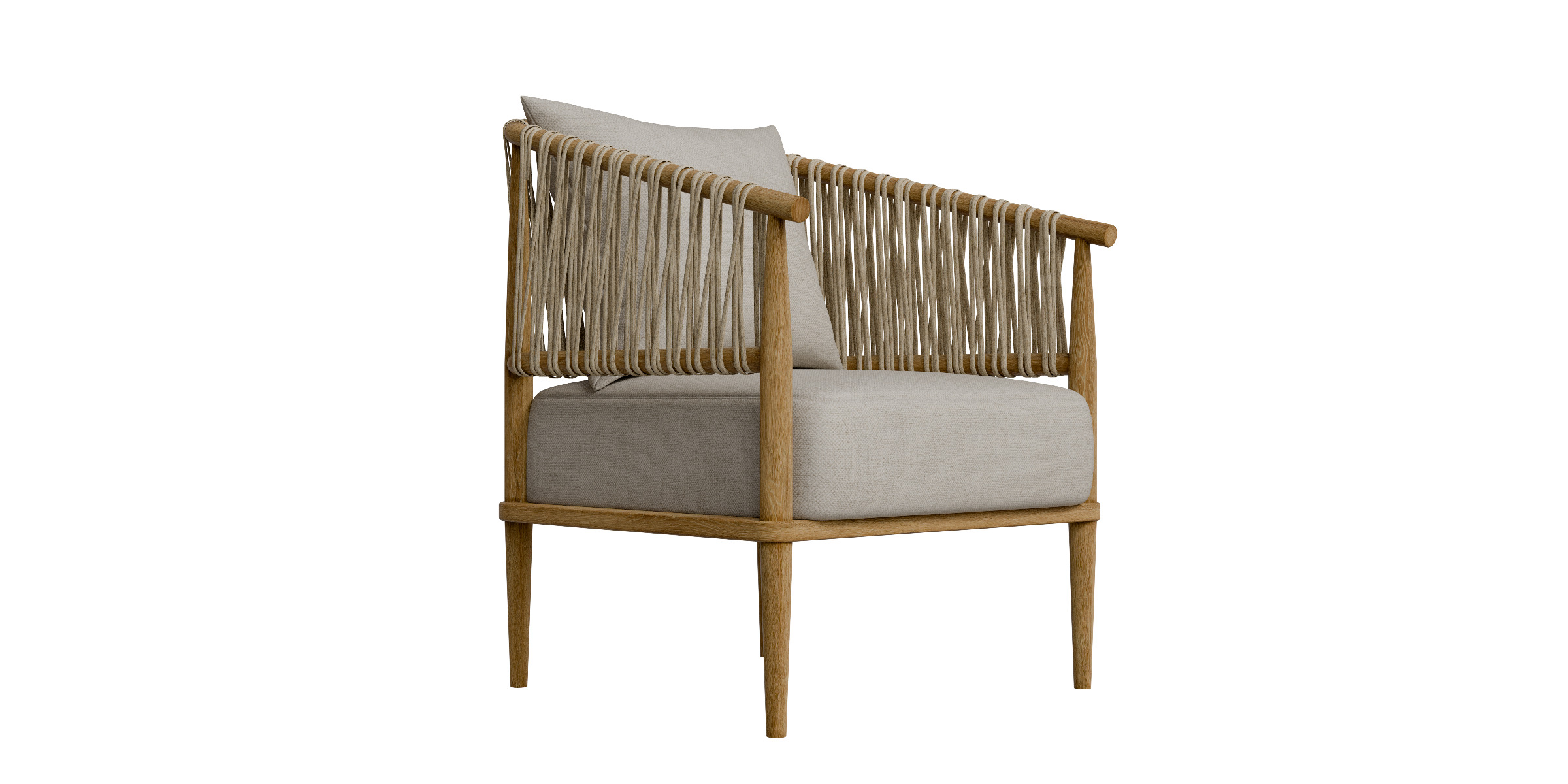 Accent Chair With Weave Rope Design And Seat Cushion Low-poly 3D model_11