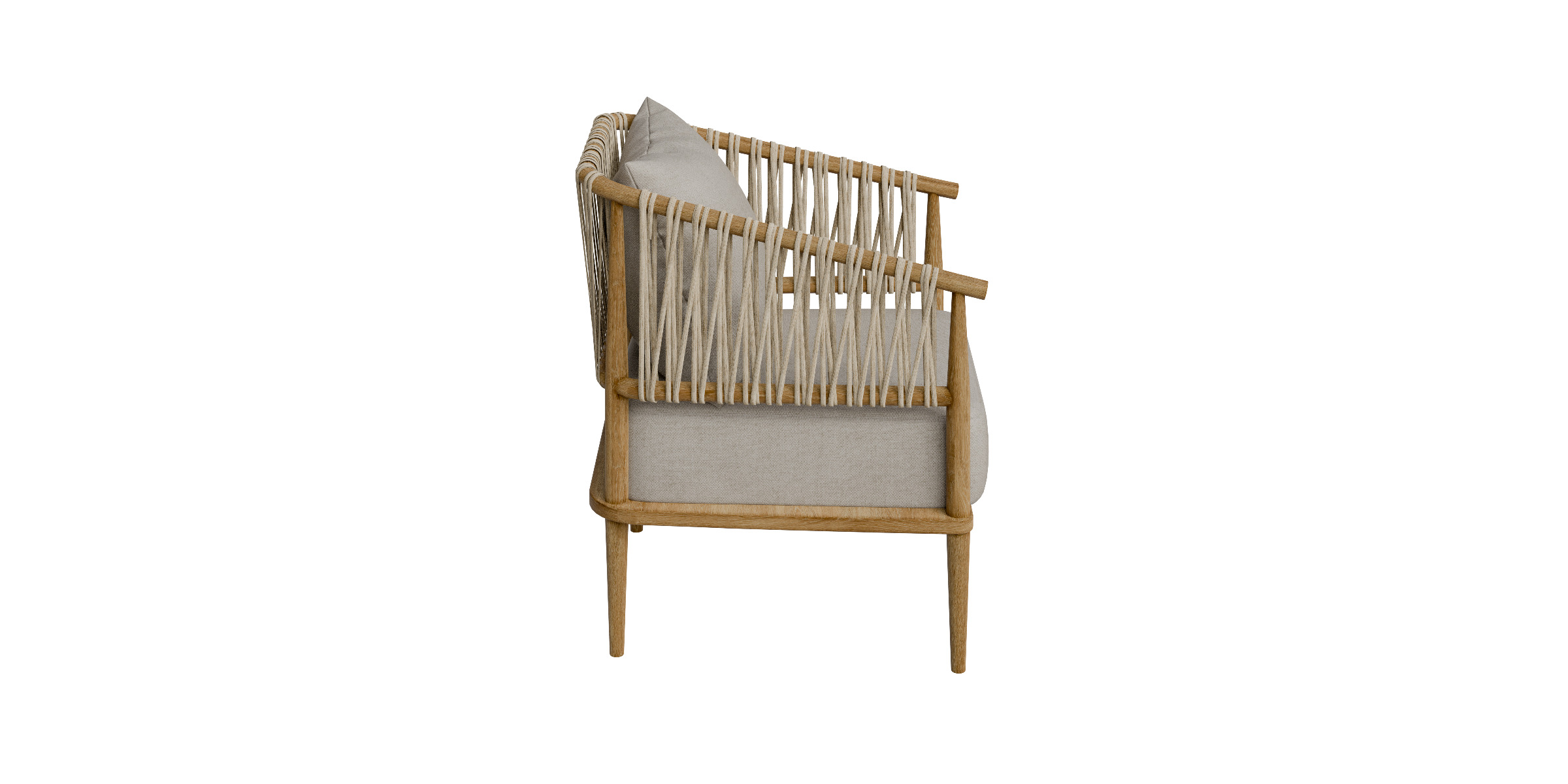 Accent Chair With Weave Rope Design And Seat Cushion Low-poly 3D model_4