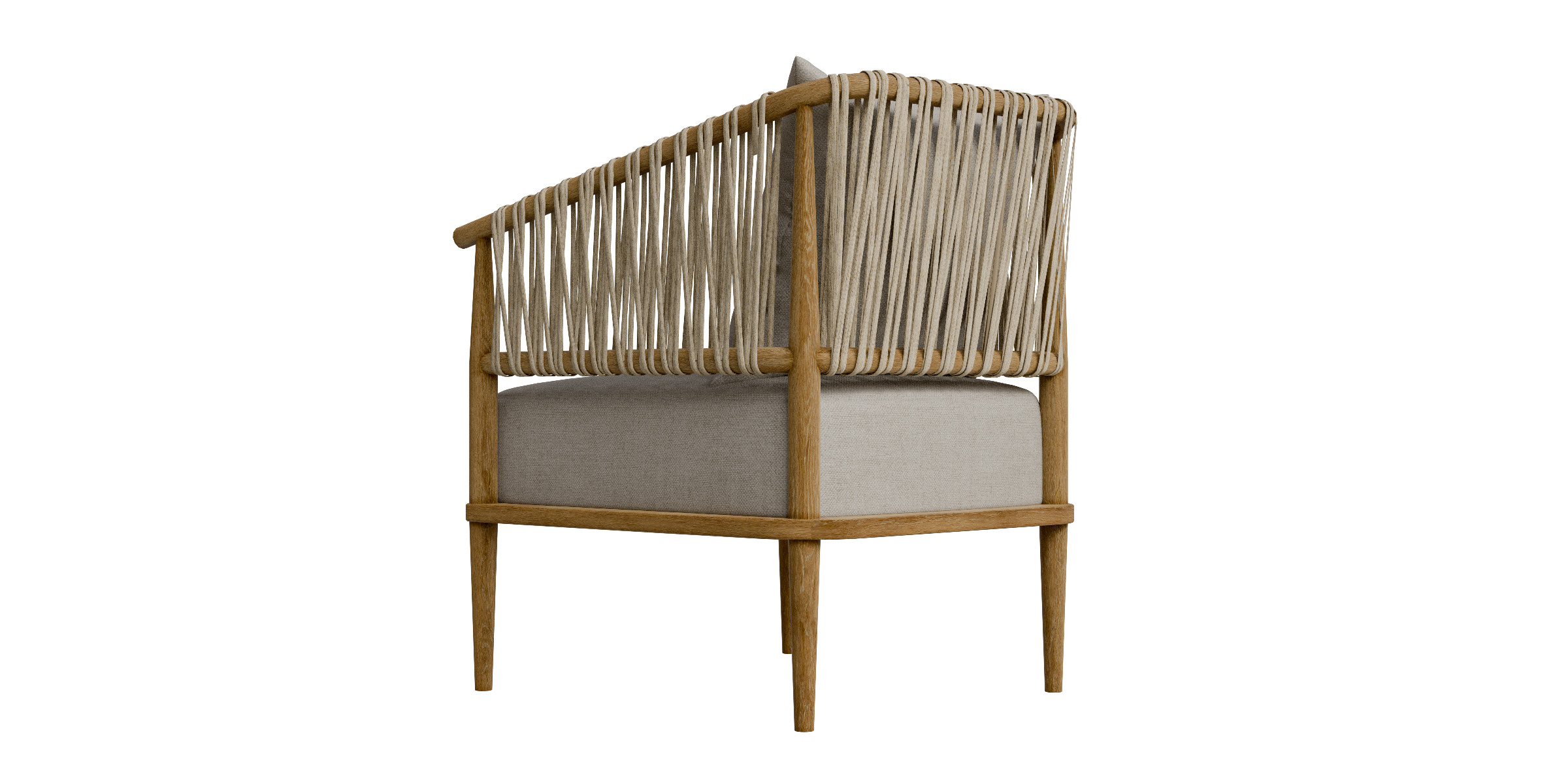 Accent Chair With Weave Rope Design And Seat Cushion Low-poly 3D model_15