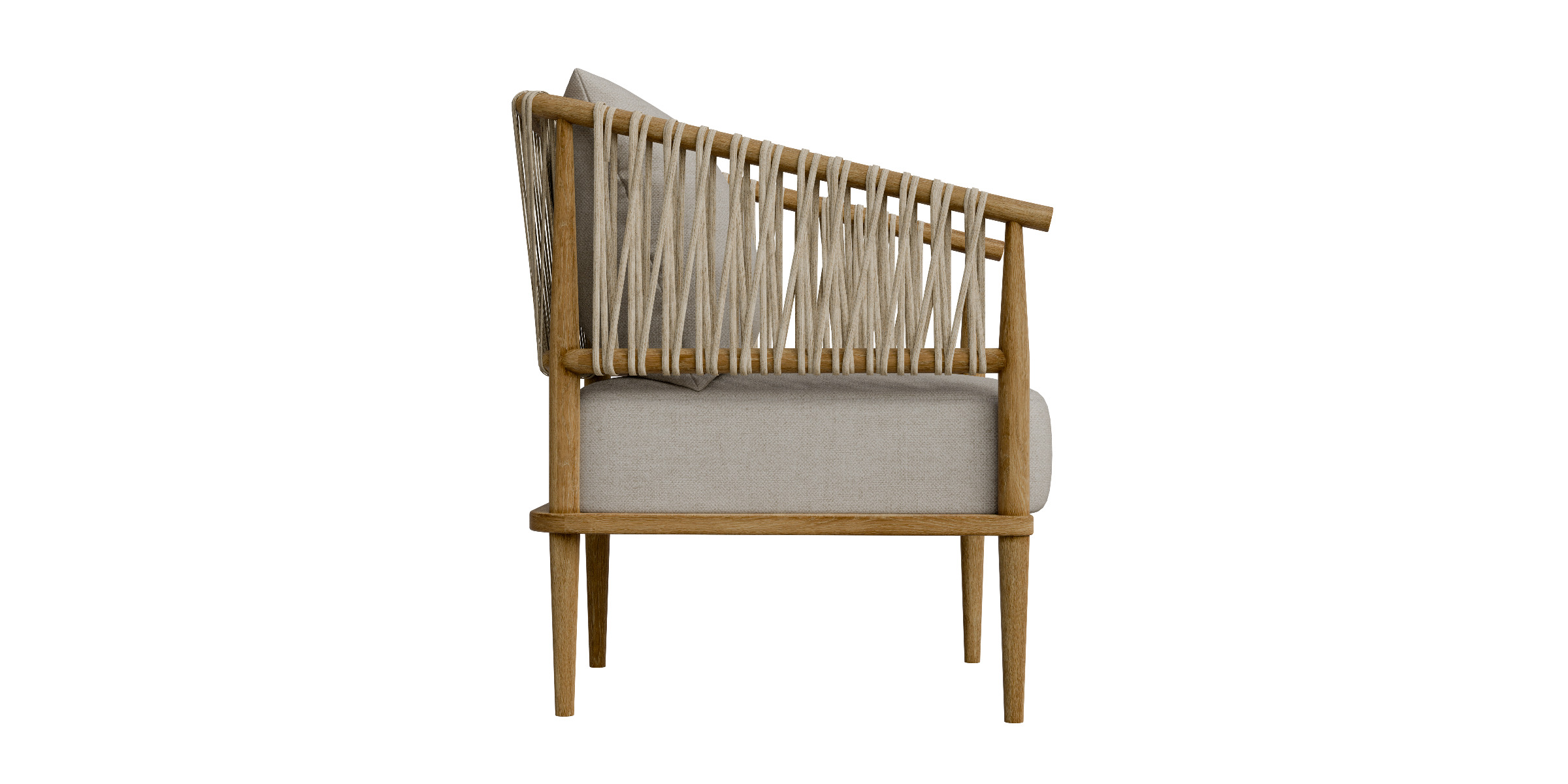 Accent Chair With Weave Rope Design And Seat Cushion Low-poly 3D model_12