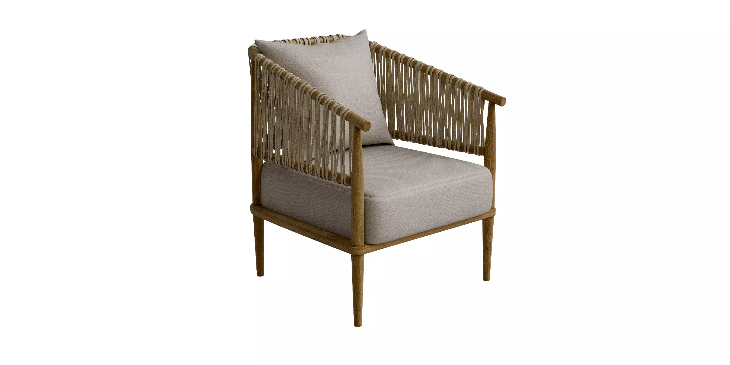 Accent Chair With Weave Rope Design And Seat Cushion Low-poly 3D model_0