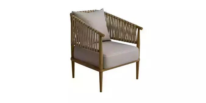 Accent Chair With Weave Rope Design And Seat Cushion
