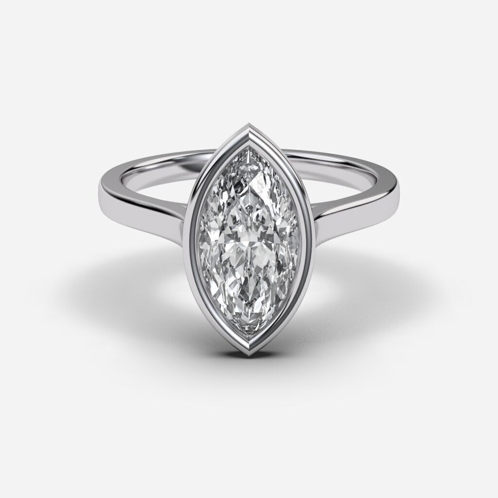 Marquise Diamond Bezel Setting Solitaire Diamond Ring 3D print model_8
