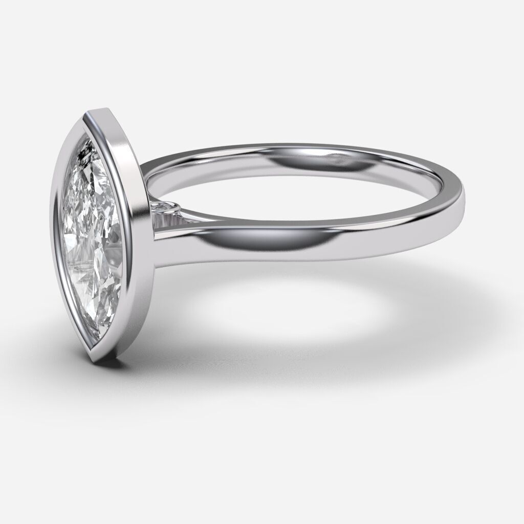 Marquise Diamond Bezel Setting Solitaire Diamond Ring 3D print model_9