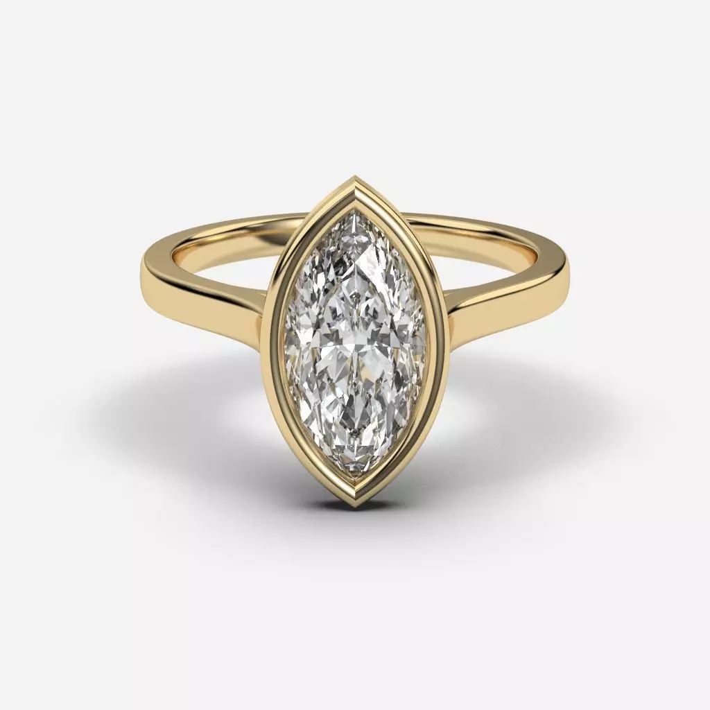 Marquise Diamond Bezel Setting Solitaire Diamond Ring 3D print model_0