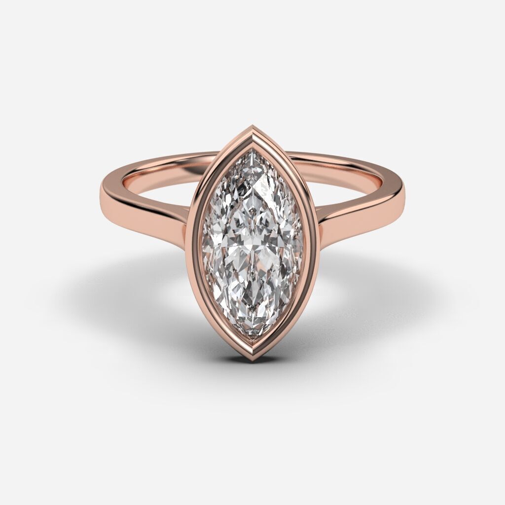Marquise Diamond Bezel Setting Solitaire Diamond Ring 3D print model_4