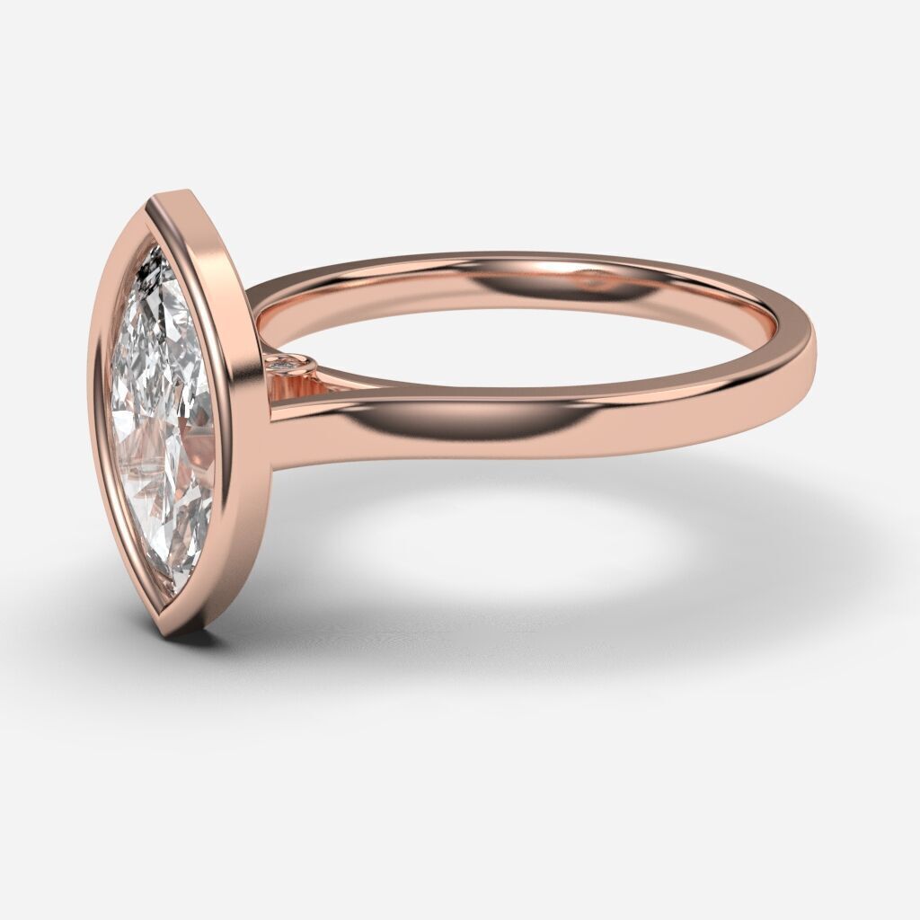 Marquise Diamond Bezel Setting Solitaire Diamond Ring 3D print model_5