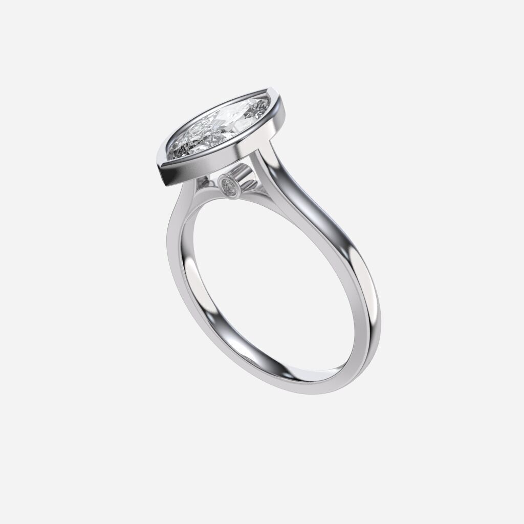 Marquise Diamond Bezel Setting Solitaire Diamond Ring 3D print model_11