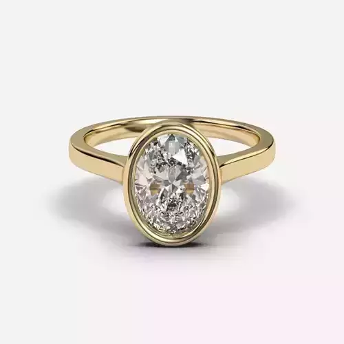 Oval Diamond Bezel Setting Solitaire Diamond Ring