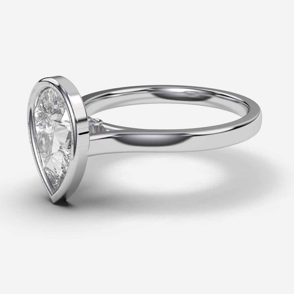 Pear Diamond Bezel Setting Solitaire Diamond Ring 3D print model_9