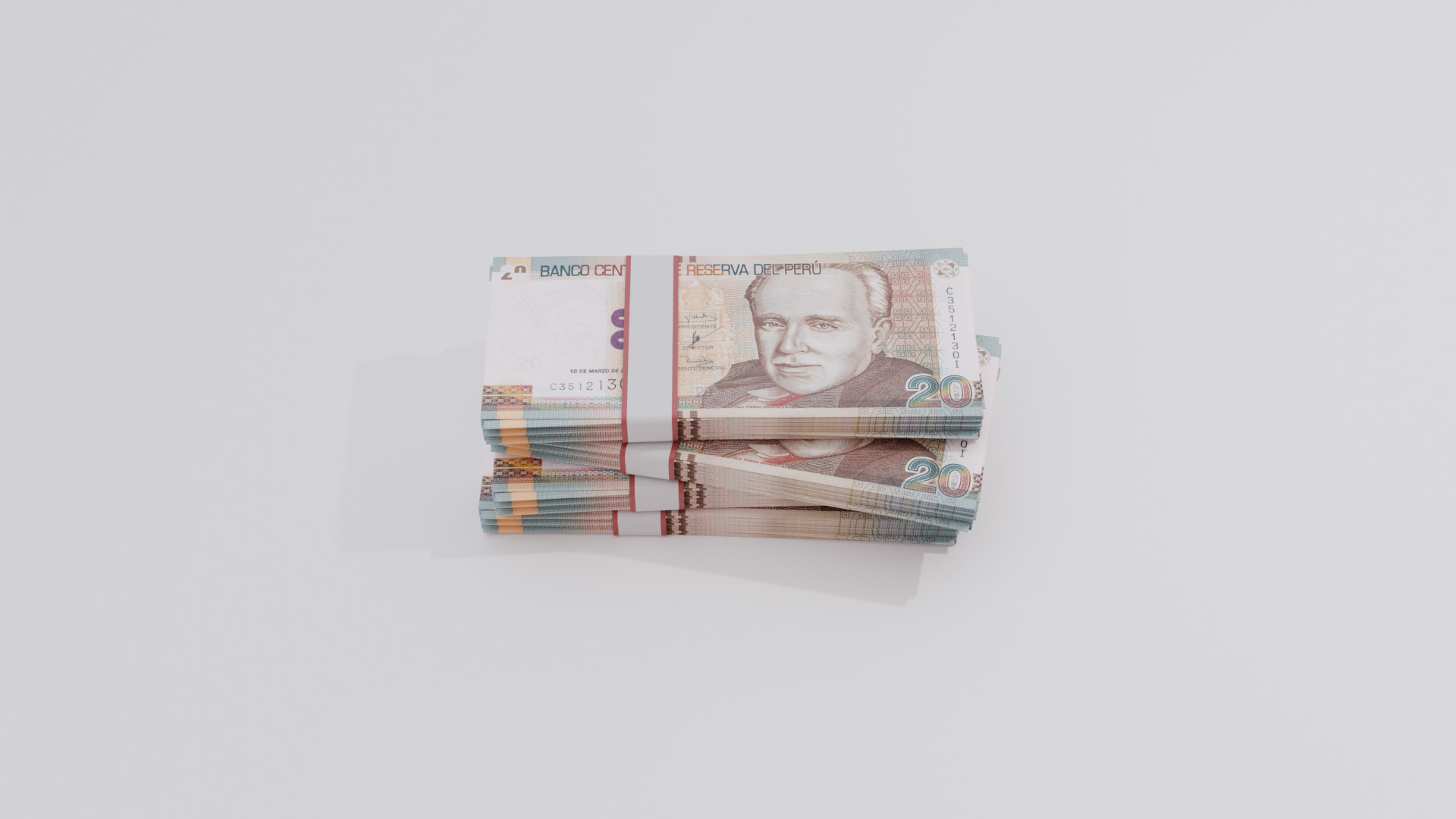 20 Peru Sol Currency Low-poly 3D model_2