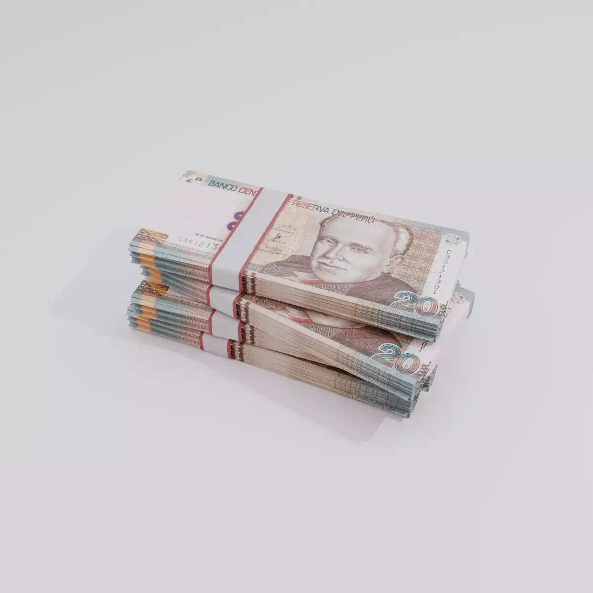 20 Peru Sol Currency Low-poly 3D model_0