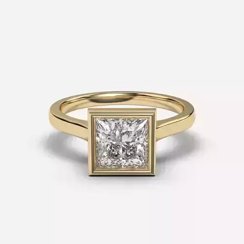 Princess Diamond Bezel Setting Solitaire Diamond Ring 3D print model